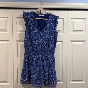 Vineyard Vines Blue Floral Dress with Flutter Sleeves